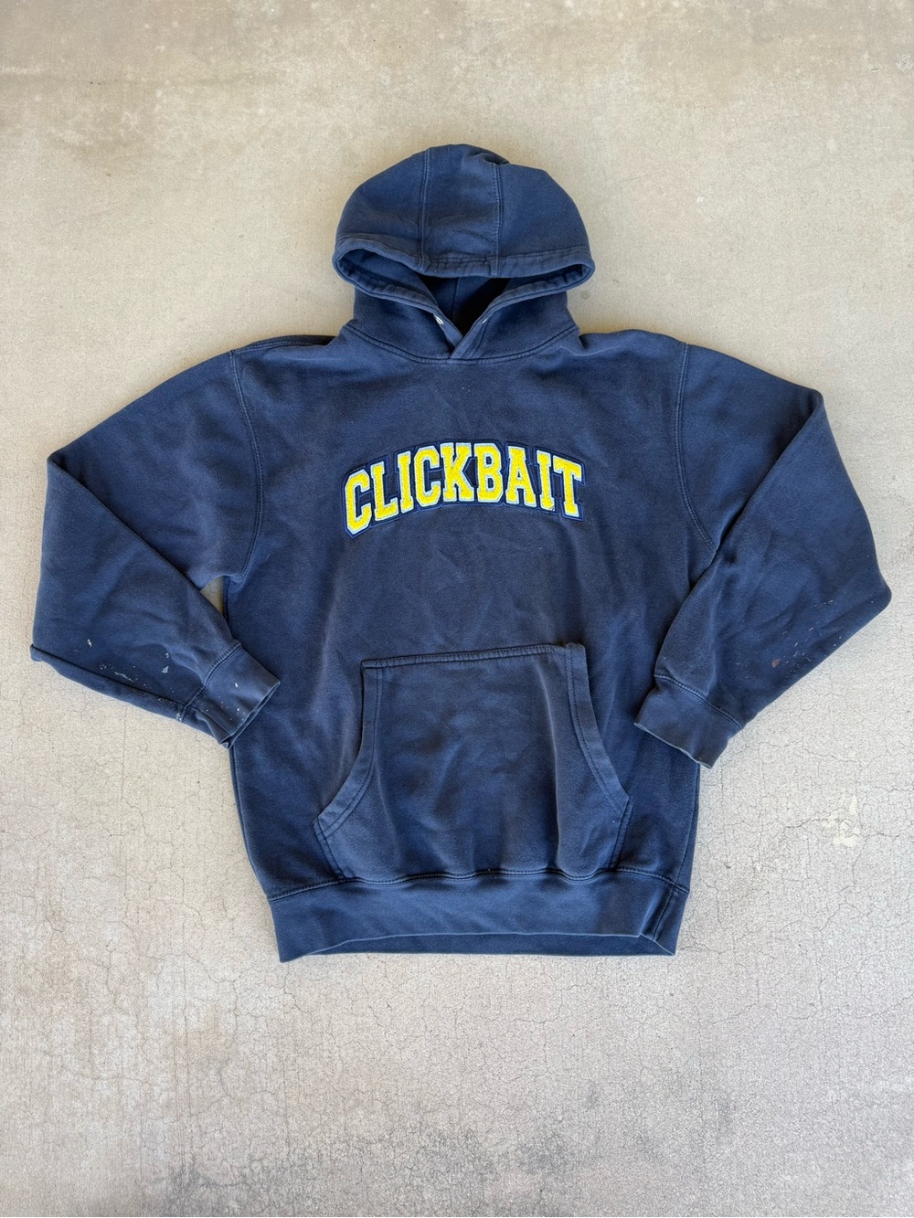 Clickbait Navy Blue Embroidered Pullover Hoodie – Size M